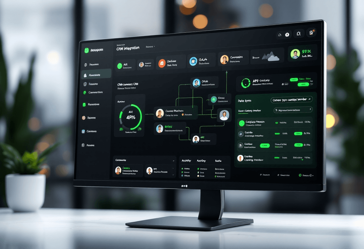 CRM integration dashboard showing connected systems and data sync activity