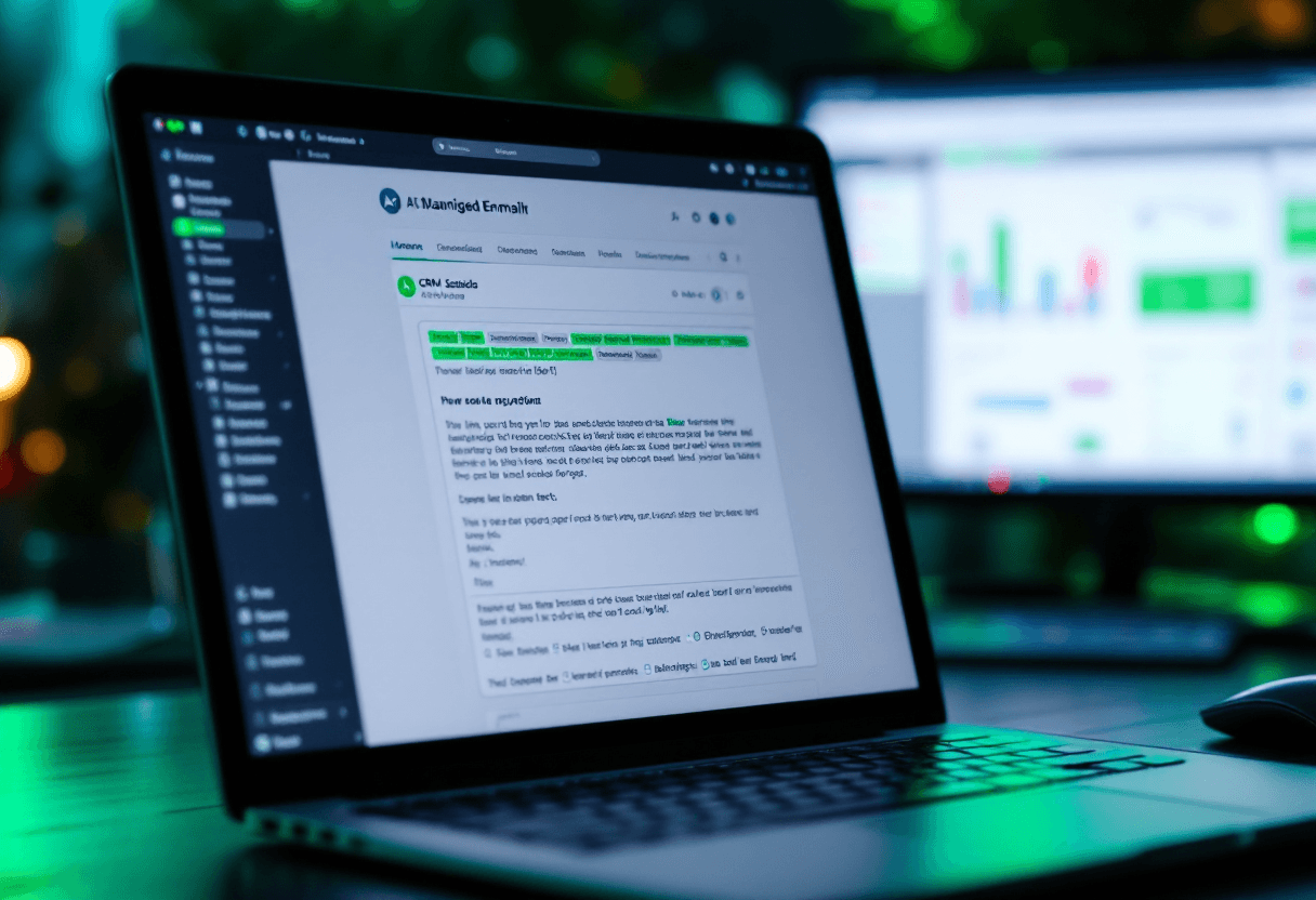 Laptop displaying AI-generated personalized follow-up email
