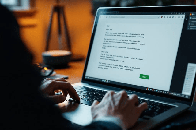 Laptop displaying AI-generated personalized follow-up email