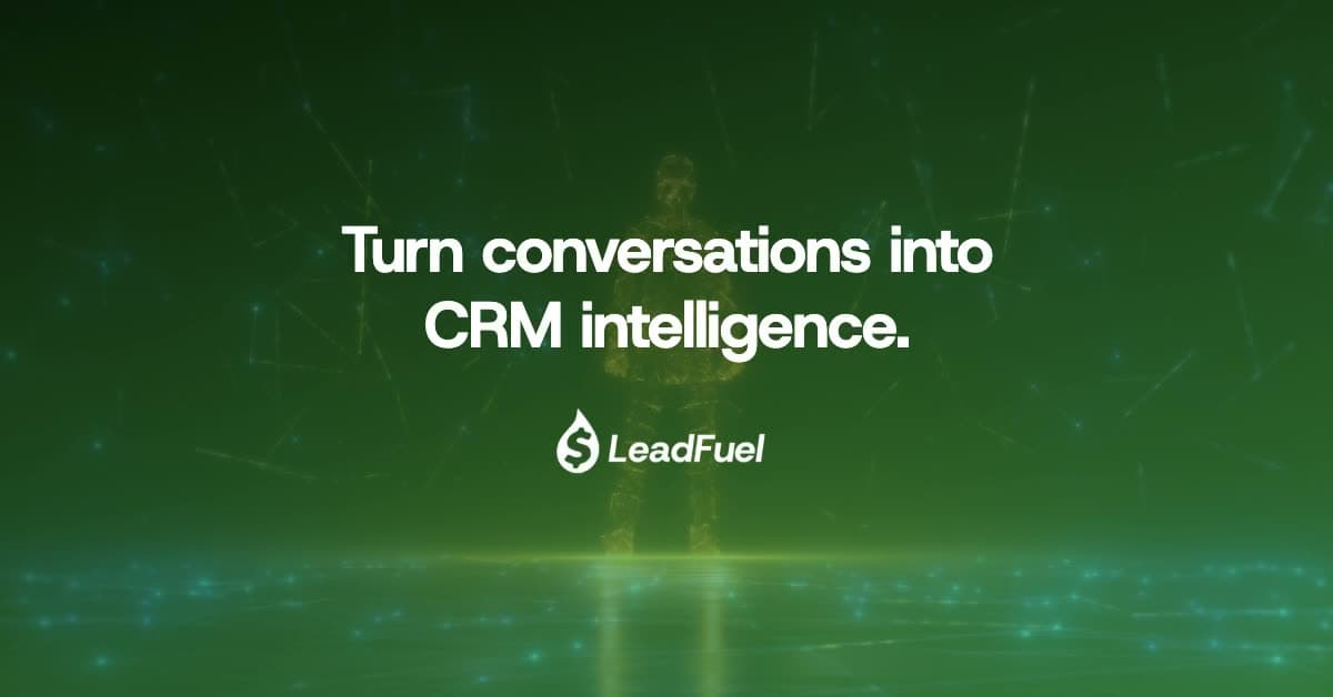 A head with a missing puzzle piece gives way to a figure built from data beneath the line “Your CRM is missing the most important 10 minutes of the buyer journey. Turn conversations into CRM intelligence.”