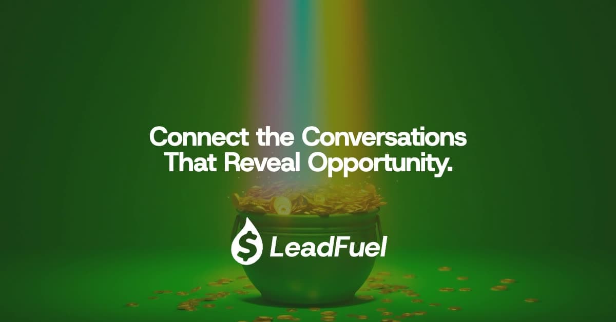 A row of chrome faces gives way to a pot of gold beneath the line “Five reps talked to the same account. Nobody knows what the others heard. Connect the conversations that reveal opportunity.”